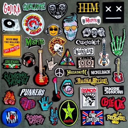 ROCK MUSIC DIY Embroidery Repair Patches Applique Ironing Clothing Sewing Supplies Decorative BAND Guitar PUNK