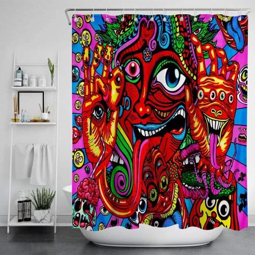 New Modern Style Psychedelic Series Waterproof and Mildew Proof Shower Curtain Printed Bathroom Curtain Bathroom Shower Curtain