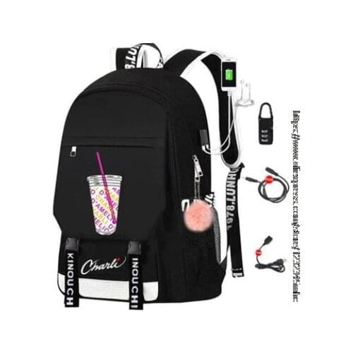 New Women Backpack Charli D'Amelio Bubble Tea Print Female Backpacks for Teenage Girls Bagpack Bag Shoulder Backpack School Bags