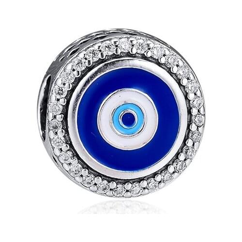 Fit For Charms Bracelets Women Silver 925 Jewelry Evil Eyes Crystal Beads for Jewelry Making Clear CZ & Mixed Blue Enamel Color