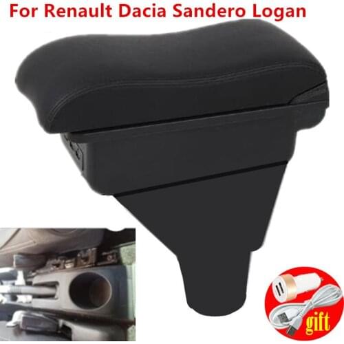 Armrest box For Renault Dacia Sandero Logan Sandero 2 Double layer central Store content ashtray