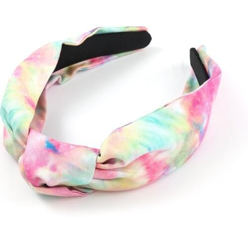 Women Girls Pink Tie Dye Neon Knot Hairband Headband Adult Hair Accessories