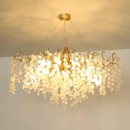 Light luxury post-modern copper branch crystal chandelier French living room dining room lamp American minimalist designer villa