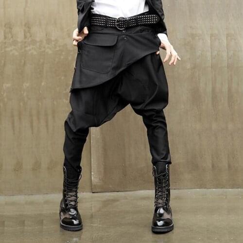 Autumn Men Gothic Hip Hop Punk Rock Harem Pants Drop Crotch Baggy Trousers Mens Nightclub DJ Singer Stage Joggers Streetwear