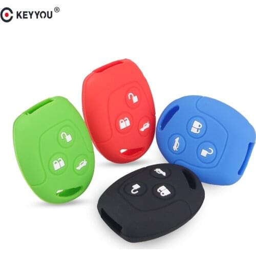 KEYYOU 3 Buttons Silicone Remote Car Key Case Cover Fob For Ford Focus Mondeo Festiva Fusion Suit Fiesta KA Holder Protector
