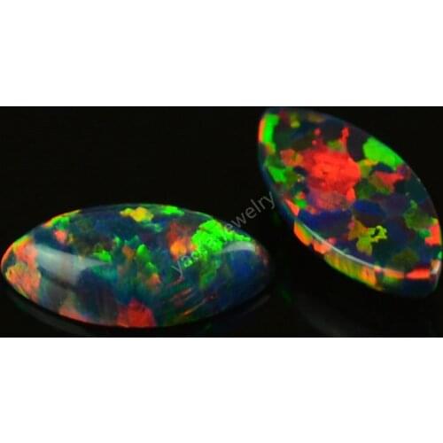 Synthetic Opal beads black fire Marquise shape flat back cabochon stone OP32 black opal