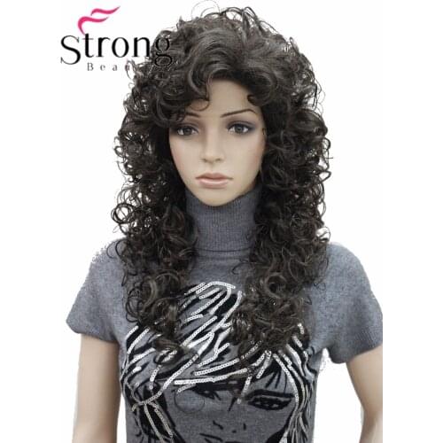 StrongBeauty Long Super Curly Dark Brown Full Synthetic Wig Womens Wigs COLOUR CHOICES