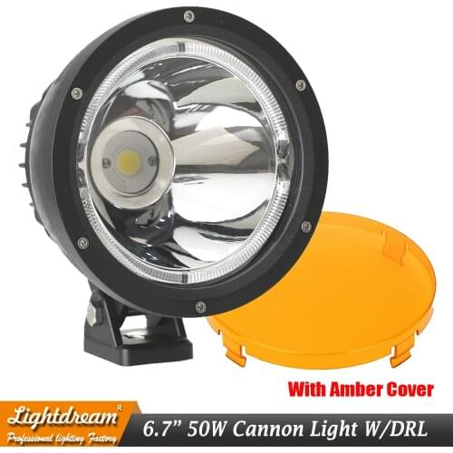 Lightdream Cannon Black 6.7" 50W Narrow LED Spot Light W/Cover For Polaris 4WD Off Road Truck SUV ATV UTV led cannon lights x1pc