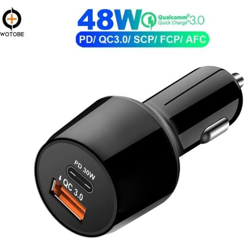 USB C TYPE-C PD 30W Car Charger Fast Charge 3.0 18W 48W Power Laptop Power Adapter with USB for iPhone X / 8/8 Plus Samsung