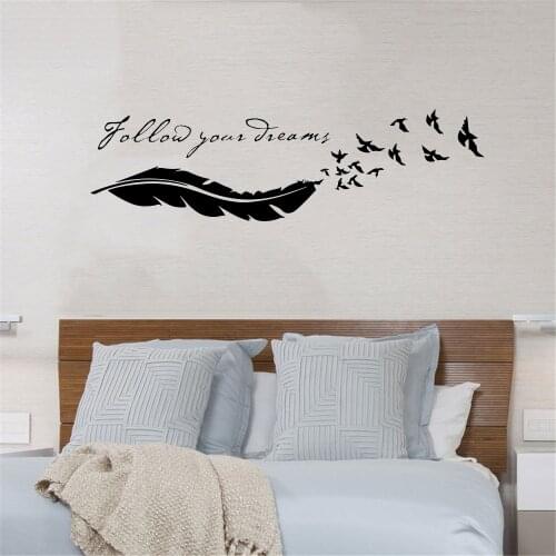 Follow your dreams with Feather Birds For Kids Room Living Room Home Decor Vinyl Wall Sticker ph227