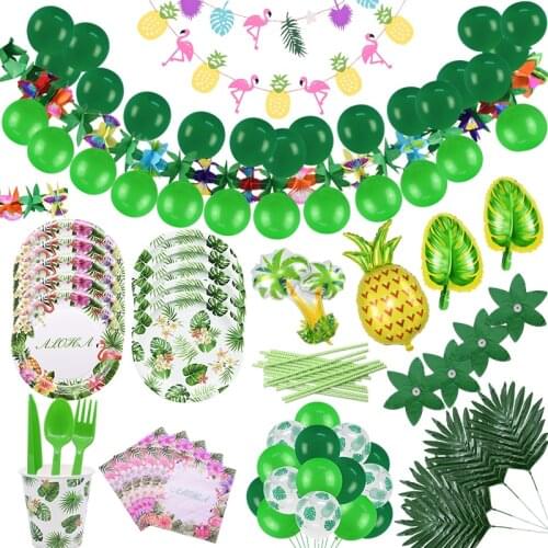 Palm Leaf Flamingo Foil Balloon Hawaii Party Aloha Luau Decor Wedding Birthday Party Decoration Summer Tropical Party Supplies