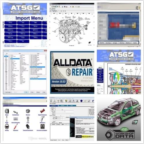 High quality Alldata 10.53 auto repair software Mit//chell all data heavy truck Elsawin Vivid ATSG 49 in 1TB HDD