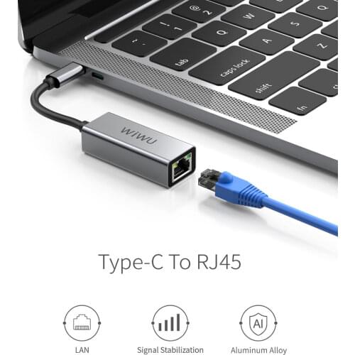 WIWU Type-c to RJ45 Fast Speed USB Hub for MacBook Air Pro 13 16 2019 2020 High Quality Simple Design Type C to Lan