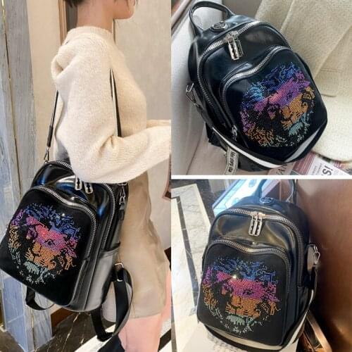 YILIAN Fashion bag women 2021 new diamond retro and versatile fashion high sense of large capacity backpack