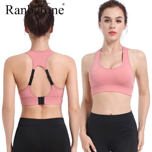 Ranberone 2020 Women Breathable Sports Bra Solid Color Adjustable Seamless Bras Top Push Up Fitness Sports Wear For Women Gym
