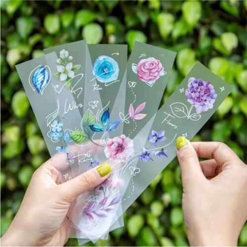 1pc Matte PET Retro Plant Stickers Flower Masking Tape Sticker DIY Planner Decoration Scrapbooking School Stationery Stickers