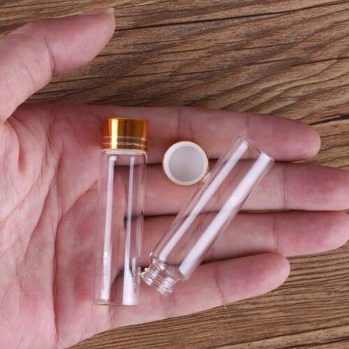 10pcs 6ml 16*60mm Tiny Glass Jars with Golden Caps Empty Bottles Jars DIY Mini Glass Bottles Perfume Bottle for Wedding party