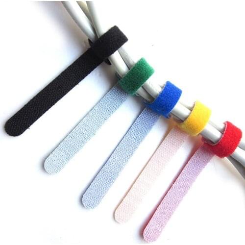 10PCS Nylon Sticky Cable Ties Wire Strap cord Wrap Fastening Management Magic Self Adhesive Tape Wire Holder Organizer