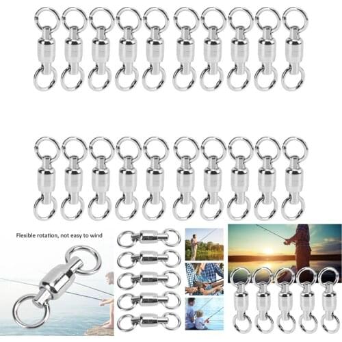 20 PCS Fishing Rolling Swivel Connector,Stainless Steel Bearing Swivel 8‑Shaped Ring Connector Fishing Accessories