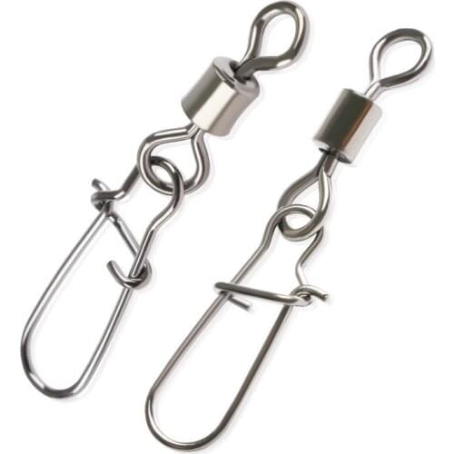 25PCS/lot 1/0 2/0 3/0 Bearing Rolling Swivel Snap Pins Fishing Connector Pin Stainless Steel Fishing Tackle Accessories De Pesca