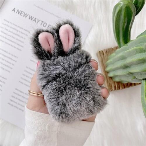 3D cute winter warm Plush fox fur Rabbit ears Headphone Earphone case for Apple airpods 1 2 Pro 3 Wireless charging Headset