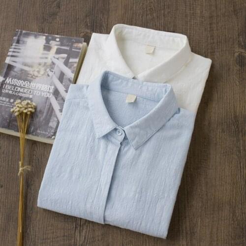 100% Cotton Blouse White Shirt Women 2020 Ladies Office Shirts Formal & Casual Notched Cotton Blouse Fashion Blusas Femininas
