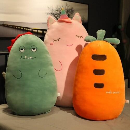 Big Size Soft Dinosaur Unicorn Husky Bear Plush Pillow Toy Cartoon Strawberry Carrot Cactus Stuffed Doll Sleeping Pillow Cushion