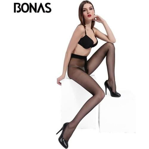 BONAS 6pcs T Crotch Tights 15D Non-slip Tight Sexy Women Pantyhose Anti Slip Panty Tear-resistant Stockings Female Collant Nylon