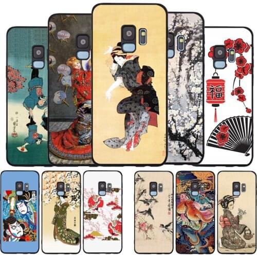 Art Japan black Soft phone Case For Samsung S20 S10 S9 S8 S7 edge Plus Lite For Note 8 9 10 A6 A7 A8 A9 2018 Cover