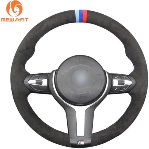 Black Genuine Leather Black Suede Steering Wheel Cover for BMW M Sport F30 F31 F34 F10 F11 F07 X3 F25 F32 F33 F36 X1 F48 X2 F39