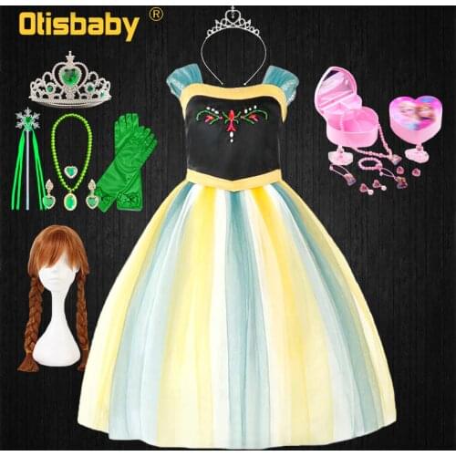 Halloween Children Fancy Girl Backless Snow Queen Anna Costume Accessories Christmas Elegant Party Gown Girls Elsa Tulle Dress