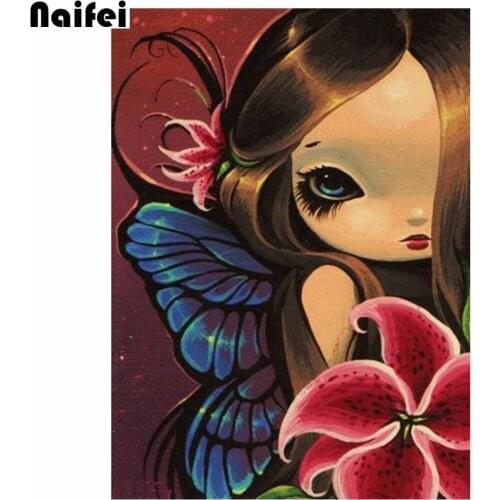 Girl with Butterfly Wings Diy 5D diamond painting square round drill Cartoon diamond embroidery mosaic cross stitch kit