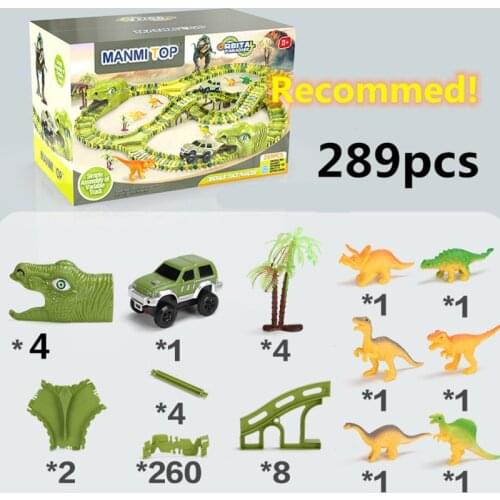 Dinosaur Railway Toy Car Track Racing Track Toy Set Educational Bend Flexible