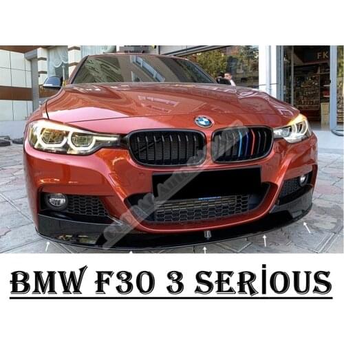 For Bmw F30 Front Bumper Attachment Lip 2010-2020 Piano Glossy Black Splitter Diffuser Universal Spoiler Bumper Mud Flaps Sport
