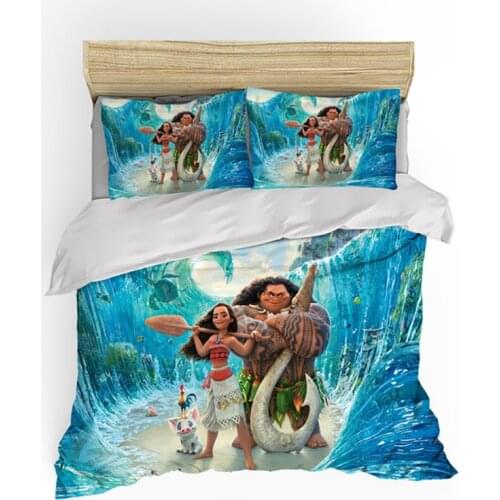 Home Textile Disney Animation Moana Princess Moana Cartoon Bedding Set Duvet Cover Pillowcase Children Bedroom Decoration