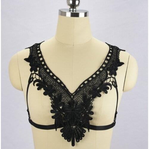 Exotic Apparel black women lace Harness cage bra Gothic Harajuku sexy lingerie Handmade lace body harness cage bra