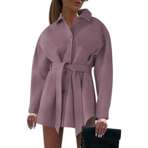 Ele-choices Fashion Coat V-neck Warmth Woolen Women Overcoat for Work