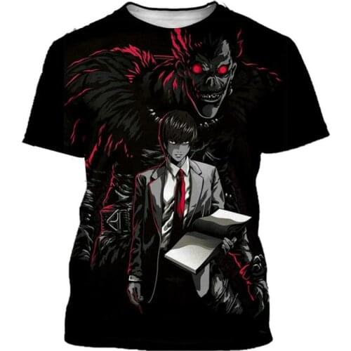 Summer hot-sale Death Note anime soft t-shirt for men horror fashion harajuku manga mens cloth boys anime top