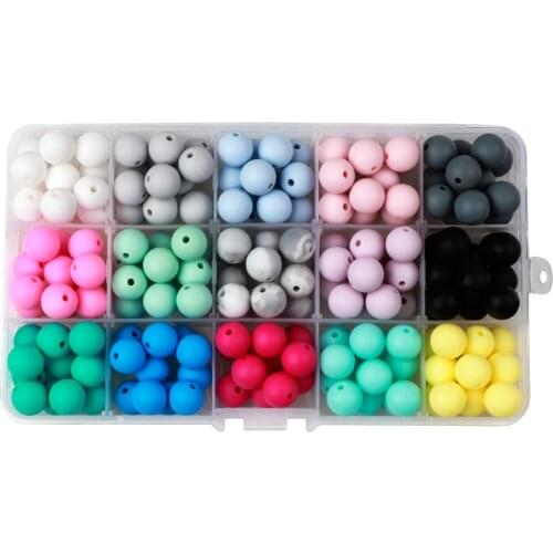 Joepada 100pcs Silicone Beads FPA Free 19mm Silicone Baby Teething Beads Chewable Teether Necklace Pacifier Clips Baby Teether