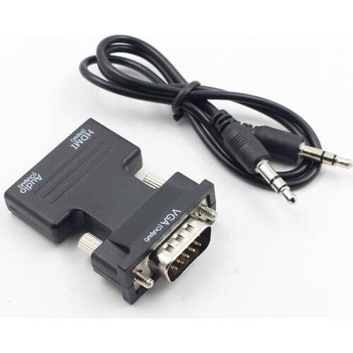 Kebidu HDMI-compatible Female To VGA Male Converter With Audio Adapter Support 1080P Signal Output Convertor+Audio Cables L3FE