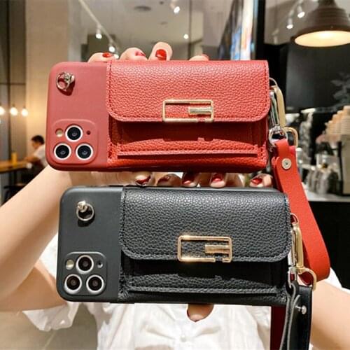 Retro Classic leather Wallet Lanyard Phone Case For iPhone 12Pro Max 11 XS MAX XR X 6 7 8 Plus Card Package Crossbody Soft Cover