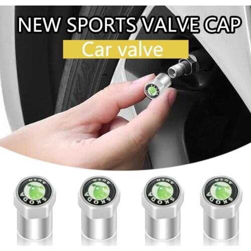 4pcs Wheel Tire Valve Caps Wheel Tire Parts Valve Stem Caps Cover for Skodas Octavia A5 A7 Fabia Superb Car Styling Accessories