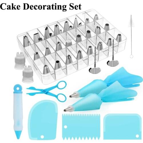 Icing Piping Tips Cake Decorating Sets Pastry Nozzles Converter Turntable Scraper Cream Bag Confectionery Dessert Baking Tools