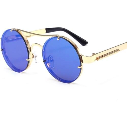 Imwete Men Round Steampunk Sunglasses Women Classic Design Metal Sun Glasses Ladies UV400 Steam Punk Style Sunglass Male Female