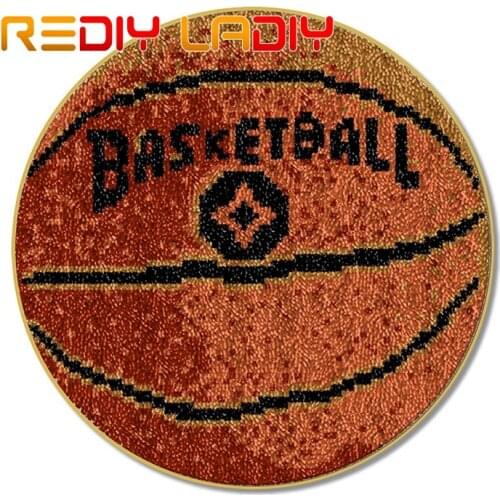 Latch Hook Rug Basketball Crocheting Carpet Rug Acrylic Yarn Pre-Printed Canvas Cushion Mat Crochet Tapestry Latched Hook Kits