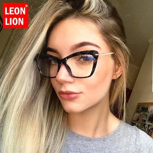 LEONLION Retro Cateye Glasses Frame Women Flat Mirror Eyeglasses Fake Optical Large Frame High-end Eye Vintage Glasses Frames