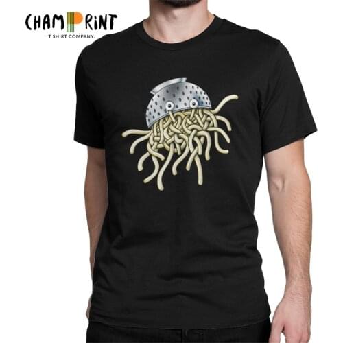 Flying Spaghetti Monsterism Monster With Colander T Shirts Men Funny T-Shirt Pastafarianism Fsm Religion Church Tees 5XL