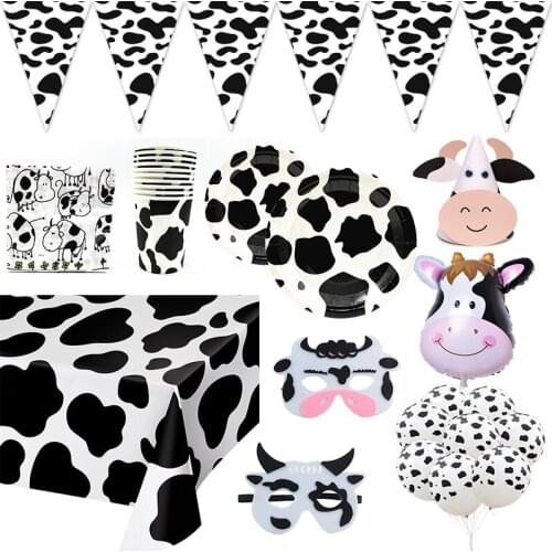 Cow theme cute party cup saucer tissue paper and banner thanksgiving wedding wedding birthday party baby baptism decoration
