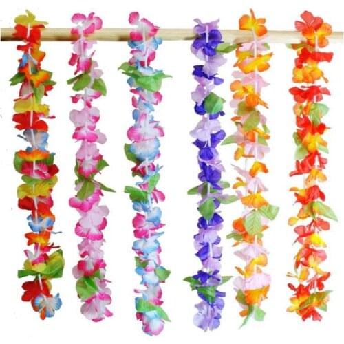Fashion Hot Party Supplies Silk Hawaiian Flower Lei Garland Hawaii Wreath Cheerleading Products Hawaii Necklace 36 Colors
