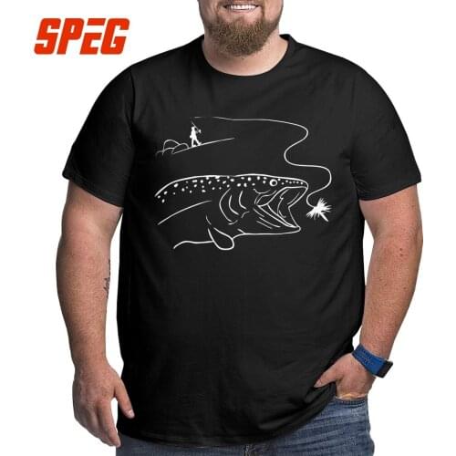 Mens T-Shirt Fisherman Fly Fishing Trout Cotton Tees Short Sleeve Trout Fly Fisher T Shirts O Neck Tops Plus Size Big Size